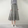 Skirts 2024 Women's Fashion Autumn And Winter Cashmere High Waist Umbrella Skirt Vintage Tassel Knitted Loose Abstract Stripe