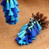 Dangle Earrings Elegant Blue Resin Cotton Tassel Pierced 2024 High Quality Bohemia Ethnic Jewelry