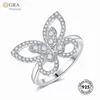 Pierścienie klastra Butterfly Solid Silver 925 Modna Biżuteria Autentyczna mossanitowa pierścionek z diamentem dla kobiet