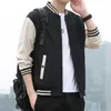 men's casual street baseball jacket fiable zippered jacket Spring Color block jacket men's casual windbreaker autumn coat 98t9#