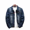 jacket Men Blue Jeans Coat Clothing Hole Plus Size Denim Spring Autumn Young New Casual Hippie Clothes Distred Denim Jackets F6yG#