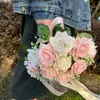 Hochzeit Bouquet Braut Brautjungfer Hochzeitakrorien Seidenbänder Künstliche Rosen Halten FRS BRIDE Mariage Bouquet Gevorgebliebene W2mo##