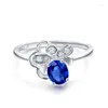 Cluster Rings LANMI Solid 18K White Gold Oval Natural Sapphire Charming Dia Special Design For Women Fine Jewelry Wife Anniversary Gift