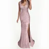 Casual Dresses Sexig Long Gold Women Party Dress Evening Gown Bridesmaid Sequin Prom V Neck Women's Summer Elegant Maxi