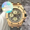 AP Casual Wrist Watch Epic Royal Oak Offshore Series 26470Or Mens Watch 18K Rose Gold Date Timer 42 mm Garantie de montre mécanique automatique