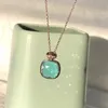 Classic Nudo Pendant Necklace for Women Light Blue Topaz Candy Color Parfume Bottle Forme Elegant Fashion Jewelry 240329