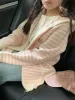 Y2K Esthétique Carto Broderie Cardigans à capuche Casual Grunge Ctrast Couleur Stripe Tops Worean Japonais Lâche Zipper Pull V0P9 #