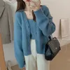 Mulheres de malha Cardigan + Camisole Two Piece Set Suit Mulheres Outono Inverno Cropped Cardigan Cardigan Mujer j3KQ #