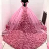 Luxury Ball Bown Quinceanera Dres från axeln Applique Puffy Sweet 16 Dr Celebrity Party Gowns Graduati P4UU#