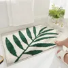 Bath Mats Rug Door Microfiber Mat Home Entrance Flocking Carpet Super Absorbent Room Non-slip Soft Leaves Green