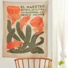 Arazzi Arazzo botanico Cactus appeso a parete Retro fiore sfondo Hippie Bohemian Poster Home Decor Stampa