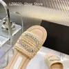 Paris Luxo Sandálias Femininas Charme Antiderrapante Férias Praia Dedo Aberto Sapatos Baixos 2C Canal Água Diamante Tecido Marca Sapatos Casuais Chinelos de Moda Sapatos de Designer CCCC