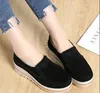 Casual Shoes Fashion Lager Size Women Flats Platform Sneakers Woman Leather Suede Slip On Black Creepers