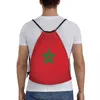 Sacs de courses personnalisés le drapeau du maroc, sac à dos à cordon de serrage pour femmes et hommes, sacs de sport légers pour voyager