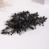 Romantische schwarze Strasskristall Hälnen Brauthaarkämme handgefertigt Vintage Hochzeit Akzessionen Tiara Frauen Party Kopfstück A7L9#