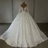 Luxe Princ Baljurk V-hals Weddding Dres 2023 Kant Applique Lg Mouw Pailletten Arabische Dubai Vrouwen Formele Bruid Toga c4Gq #