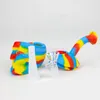 Cool Colorful Skull Head Silicone Waterpipe Pipes Herb Tobacco Glass Oil Rigs Filter Handle Bowl Rökning Cigarett Bong Bubbler Hosah Holder