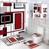 Douchegordijnen Badkamer Polyester Gordijn Set 3D Gedrukt Toilet Antislipmat Geometrisch