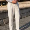 Herrbyxor 2024 brittisk stil Autumn Högkvalitativ solid Business Suit Män Formal Wear Office Byxor Straight T320