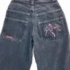 Hip Hop Tasche Spider Graphic Streetwear JNCO Jeans Y2K Uomo Harajuku Baggy Jeans Retro Pantaloni neri Goth Vita alta Pantaloni larghi a7D3 #