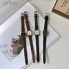 Relógios de pulso Mulheres Simples Vintage Relógios Retro Brown Dial Relógio de Pulso Pulseira de Couro Relógio de Pulso de Alta Qualidade Senhoras Pulseira Casual Relojes 24329