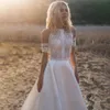 bohemian Cutout Lace Halter Wedding Dr A Line Racerback Pearls Closure Custom Made Beach Luxe Satin Elopement Bridal Gowns L6qu#