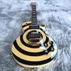 Zakk Wylde Bullseye Cream Black Electric Guitar EMG 8185 Pickups Gold Spruss Couvre de tige blanche Bloc Fingerard Incrust 369