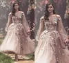 2019 real Paolo Sebastian primavera Vestidos de baile Manga larga Bordado de flores Fiesta Vestidos de noche Apliques Hasta el tobillo Tul Form4540219