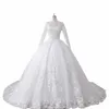 Musulman Col Haut Dentelle Appliques Lg Manches De Mariage Dr 2023 Robe De Bal Longueur De Plancher Balayage Train Tulle Robe De Mariée Exquise y7Do #