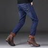 Mäns Autumn Winter Cold Clothing Veet Tjock Male Denim Retro Vintage Straight Jeans Byxor Streetwear Warm Pants For Men D97p#