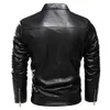 Cuir pour hommes Faux cuir 2022 hiver veste en cuir noir hommes doublé de fourrure veste de moto chaude mince rue mode noir Biker manteau plissé conception fermeture éclair 240330