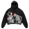 Mens Hoodies Sweatshirts Sokak Giyim Harajuku Hiphop Büyük boyutlu baskılı kapüşon y2k Şık Gotik Punk Stil Retro Rahat Moda Erkek ve Kadın Çekme240