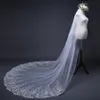 Ny ankomst White Ivory Cathedral Wedding Veils Lace Appliques 3*3 meter Boda Wedding Accores Bridal Veil I1gs#