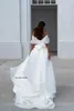 Splendido spalle scoperte V-ncek Organza A Line Wedding Dres spacco laterale fiocco posteriore Boho abiti da sposa Princ Robe de Mariee F1Ks #