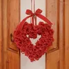 Decorative Flowers 1 Piece Valentines Day Wreaths Red Plastic For Front Door Wall Window Decoration Heart Wreath Garland