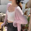 Rimocy Korean Knitted Crip Cardigan Women Spring Summer Butt Up Sun Protecti Woman Lg Sleeve Thin Knitwear Tops女性A8i4＃