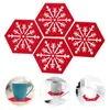 Oreiller 4 pcs Christmas Hexagon Snowflake Placemat Decor for Office Placemats Tissu