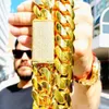 Custom Non Tarnish Hip Hop Jewelry Gold Plated Filled Stainless Steel Moissanite Iced Out Clasp Miami Cuban Link Chain for Men
