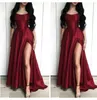 simple Burdy Satin Prom Dres Column Spaghetti Straps Charming Women Formal Evening Gowns Outdoor Wedding Party Guest Robe A95Y#