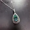 Pendants YUZBT 18K White Gold Plated 3 Ct Brilliant Cut Diamond Past Green Water Drop Moissanite Pendant Necklace Wedding Jewelry