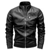 Cuir pour hommes Faux cuir printemps automne hommes moto veste en cuir col montant solide Biker vestes tendance coupe-vent Streetwear Faux cuir vêtements d'extérieur 240330