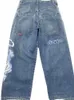 Jnco Jeans Streetwear Y2K Uomo Hip Hop Stampa grafica Retro Blu Jeans larghi Pantaloni denim New Gothic Pantaloni larghi a vita alta 14Tb #