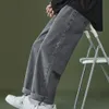 Bottoms Trendy Wide Leg Multi Pockets Baggy Jeans Hip Hop Denim Calças Bundas para Viagens 59nj #