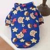 Hundkläder Cartoon Full Print Pet Underhirt Blue Bear Round Neck Clothing Fall och Winter Valp Pullover Teddy Two Ben Clothes