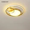 Światła sufitowe Czarna okrągła lampa LED Gold Flush Mount Light Dia42/52 cm Współczesne wnętrze sypialni Dmmmable Deco