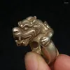 Decorative Figurines Antique Collection China Tibet Silver Carving Dragon Statue Ring Wonderful Gift