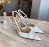 High Heels Designer Women's Sandals Classic Fashion Metal Buckle مدببة رقيقة كعب رفيع 4 سم 6 سم 8 سم