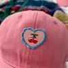 Ball Caps Korean Designer Cherry Baseballn Cap Y2k Fashions Sweet Heart Baseball UV Sunscreen Beach Hat Summer Women's Hip Hop