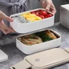 Dinnerware Double Layer Lunch Box Bento Portable Container For Student Office Worker Microwave Lunchbox