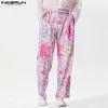 Men's Pants INCERUN 2024 Korean Style Trousers Mens Fashion Loose Floral Print Design Pantalons Casual Personality Wide Leg Long S-5XL